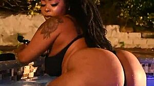 Barefoot Babe Uses Toys To Reach Orgasm With Big Black Cock By The Poolside.