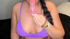 amateur brunette slut uses toys for squirting orgasm in college webcam masturbation