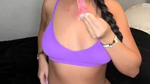 amateur brunette slut uses toys for squirting orgasm in college webcam masturbation