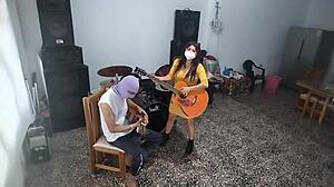 My best friend waits for me to leave, then masturbates to big cock in the music room