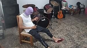 My best friend waits for me to leave, then masturbates to big cock in the music room