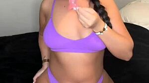 amateur brunette slut uses toys for squirting orgasm in college webcam masturbation