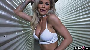 blonde pornstar jessa rhodes in stockings and fishnets enjoys a ride.