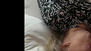 Chubby milf wife in POV blowjob swallows cum and orgasms.