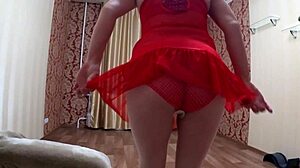Hey, check this homemade striptease from a pregnant milf in sexy outfit pov