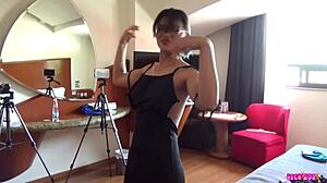 Latina Brunette Gisskat Gives Handjob And Blowjob To Cumshot