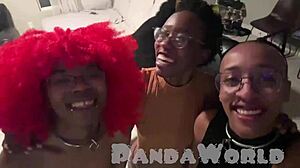 watch these ebony sluts form a human centipede for ass eating and bbc blowjob?