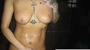 jezebelle bond feels steamy emotions while masturbating in the shower