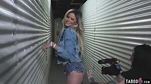 blonde pornstar jessa rhodes in stockings and fishnets enjoys a ride.