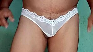 Excited In White Thong