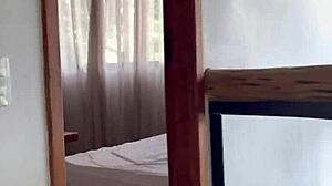 Husband's FRIEND CUMS on my BIG TITS secretly!