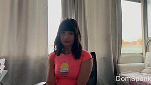 How to turn cute girl into spanking model full video in domspank channel!