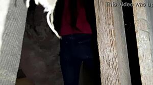 I Caught A Brunette Stranger Masturbating In Jeans In An Abandoned Place, Leading To Intense Orgasm