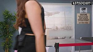 flight attendant punishes teen with lesbian sex!