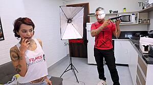 Annie POSES in a PHOTOSHOOT with her SMALL WAIST and TATTOOS