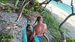 Public Fingering At The Beach!