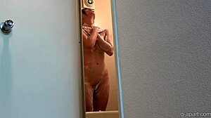 japanese girl removes lingerie and bathes in shower