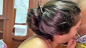 Latina stepmother gets bent over for anal sex at home.