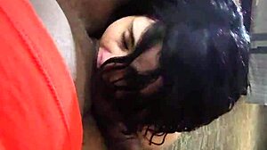 Snowbunnyqueen27 deepthroats a big black cock with choking