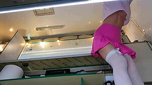 The Boss Feels Naughty Playing With His Sexy Shop Assistant's Shaved Pussy While She Talks To The Customer.