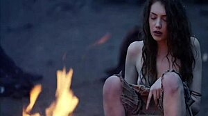 Fantasy bare maidens masturbate outdoors in cosplay.