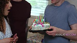 Birthday Party Heats Up When Step Family Rushes To Bang The Latina's Petite Ass With Ass To Mouth Action!