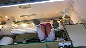 The Boss Feels Naughty Playing With His Sexy Shop Assistant's Shaved Pussy While She Talks To The Customer.