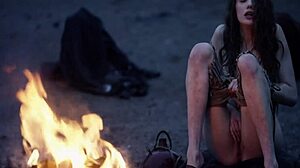 Fantasy bare maidens masturbate outdoors in cosplay.