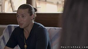 husband enjoys fucking his wife's floppy tits in a group setting