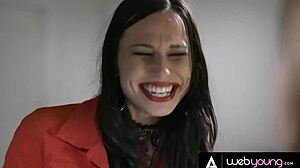 Conflicted teen Kristen Scott explores her sexuality with petite blonde Kenna James in scissoring and muff diving!