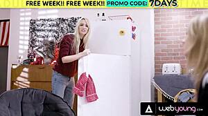 Conflicted teen Kristen Scott explores her sexuality with petite blonde Kenna James in scissoring and muff diving!