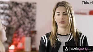 Conflicted teen Kristen Scott explores her sexuality with petite blonde Kenna James in scissoring and muff diving!