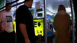 Hot Blonde Intensely Licking Pussy And Giving Blowjobs To A Group Of Men Outdoors