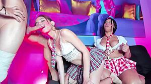 College Girls Spit and Fuck Big Cock Wildly