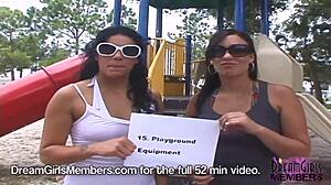 Cora And Kendra Strip Nude Outdoors In Tampa