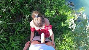 Petite Girl Screams For Help Lost In Nature, Sucks Cock Well