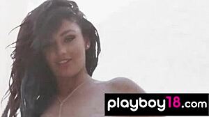 Skinny naked Canadian muse Kristie Taylor spreads legs on rocks