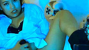 The wonderful blue masturbates live with big dildo