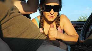 Wife Flashes Stranger In Public Park For Incredible Blowjob!