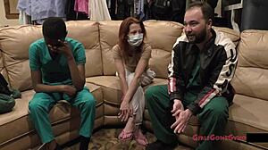 Nurse Jewel Tests Gloves On Patient In Hospital