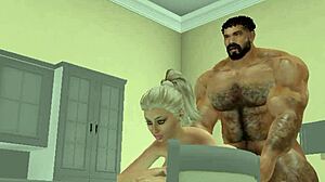 Muscular Football Hunk Fucks Lucky Neighbor With Monster Cock in Kitchen