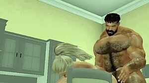 Muscular Football Hunk Fucks Lucky Neighbor With Monster Cock in Kitchen