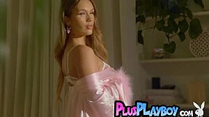 big tits blonde teen poses naked in ripped lingerie