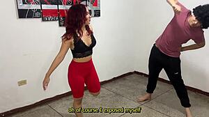 Perverted stepfather trains young stepsister with big cock at home