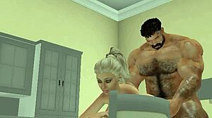 Muscular Football Hunk Fucks Lucky Neighbor With Monster Cock in Kitchen