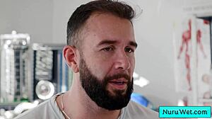 blondie sexy teen masseuse prepares client for wet nuru massage