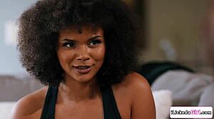 Big Tits Ebony in Threesome with Roommate and Girlfriend