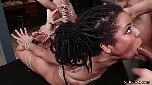 Tied Ebony on Leather Couch