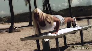 Milf in interracial group scene with blonde and big tits