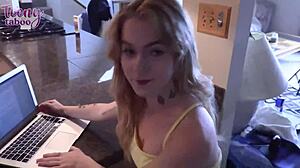 Sage Fox sucks Seth's dick post-creampie